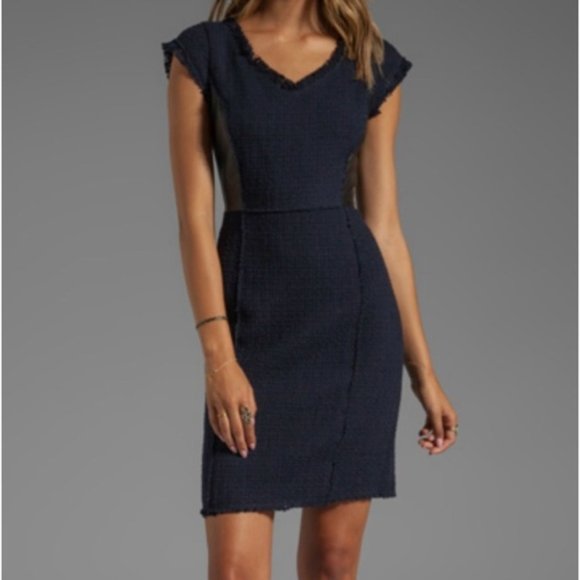 Rebecca Taylor | Dresses | Rebecca Taylor Tweed Leather Dress | Poshmark